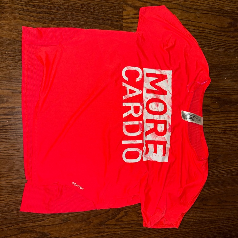 Red Graphic T-Shirt with 'More Cardio' Print